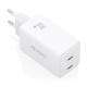 AISENS Cargador GaN 65W, 2xUSB-C PD3.0 QC4.0, Blanco